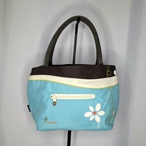 Sherpani Reversible Tote Bag | Floral Blue & Brown | Lightweight Zip Tote